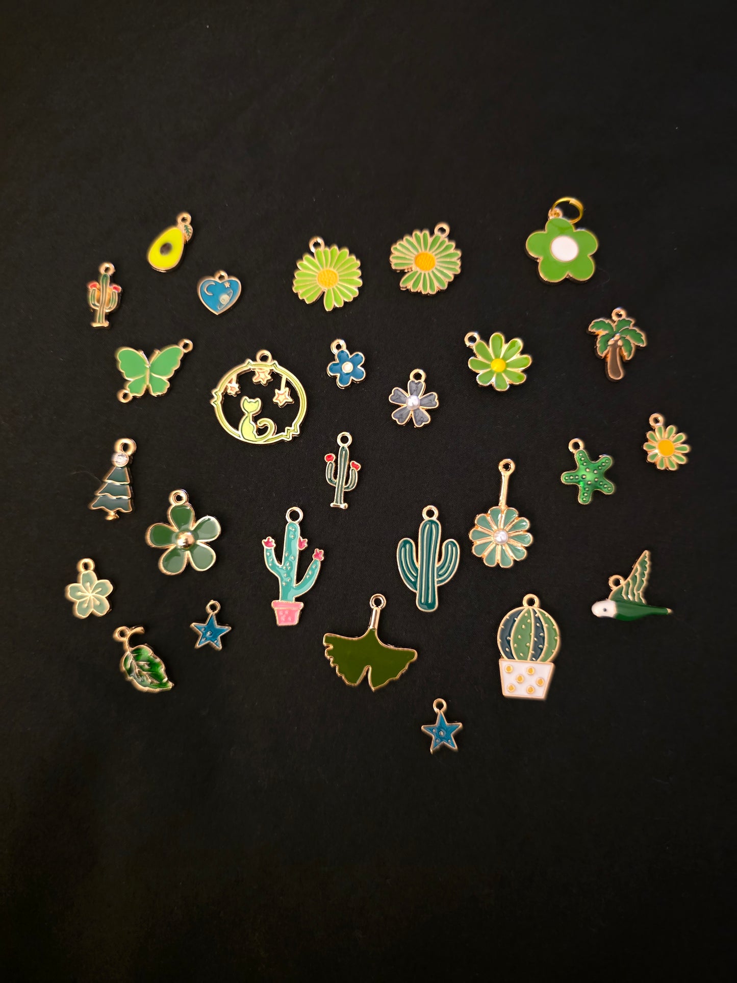 Green Enamel Charms
