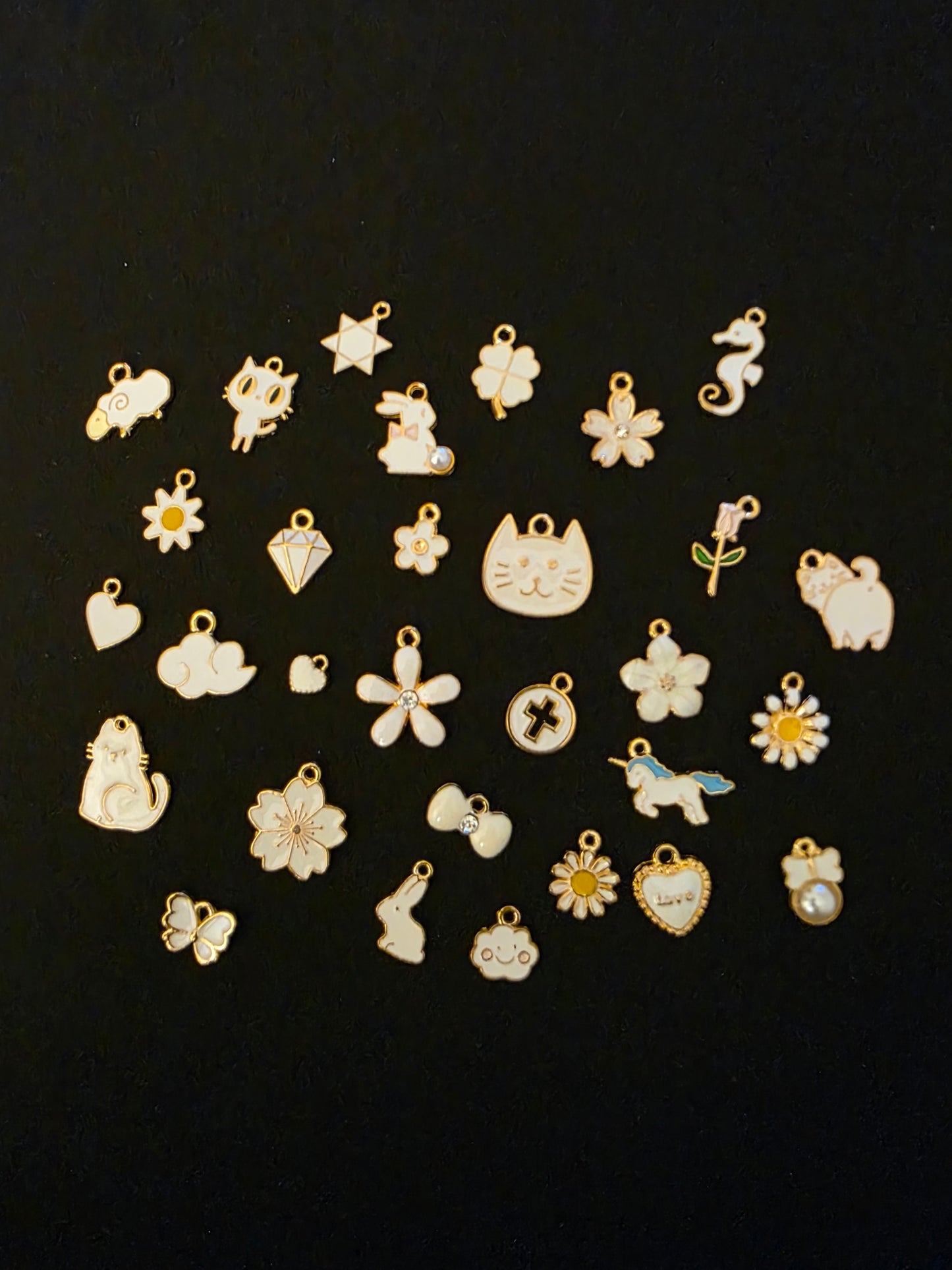 White Enamel Charms