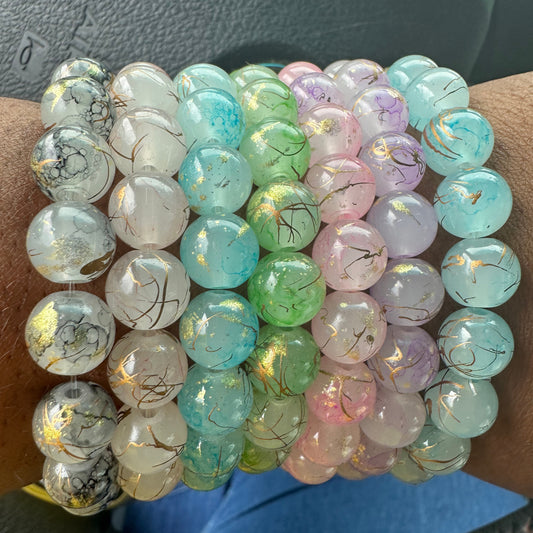 Dreamy Crackle Glass Beaded Bracelet
