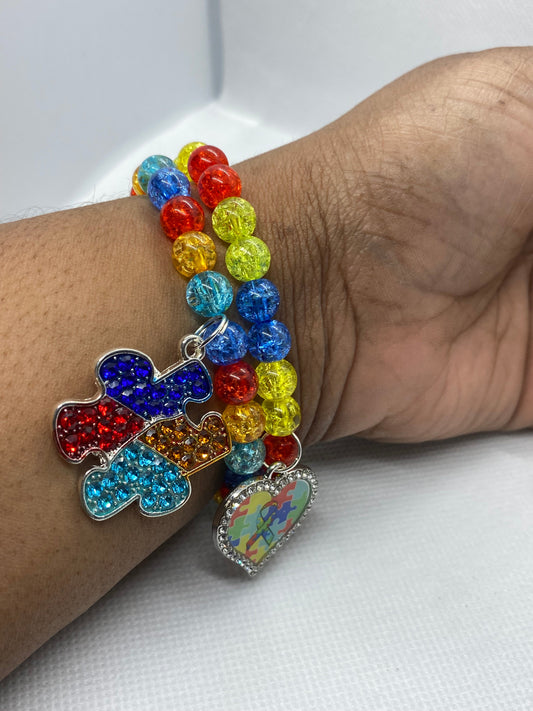 Puzzle Piece Beaded Bracelet
