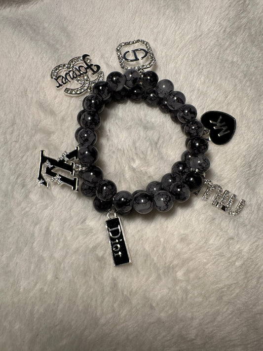 Black/Silver 2-Piece Bracelet Set